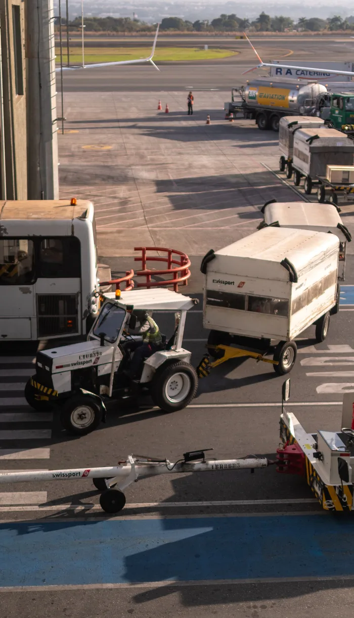 Air cargo shipment on tarmac