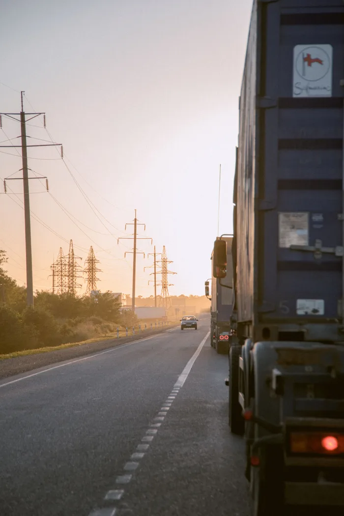 Truck on the road hauling cargo