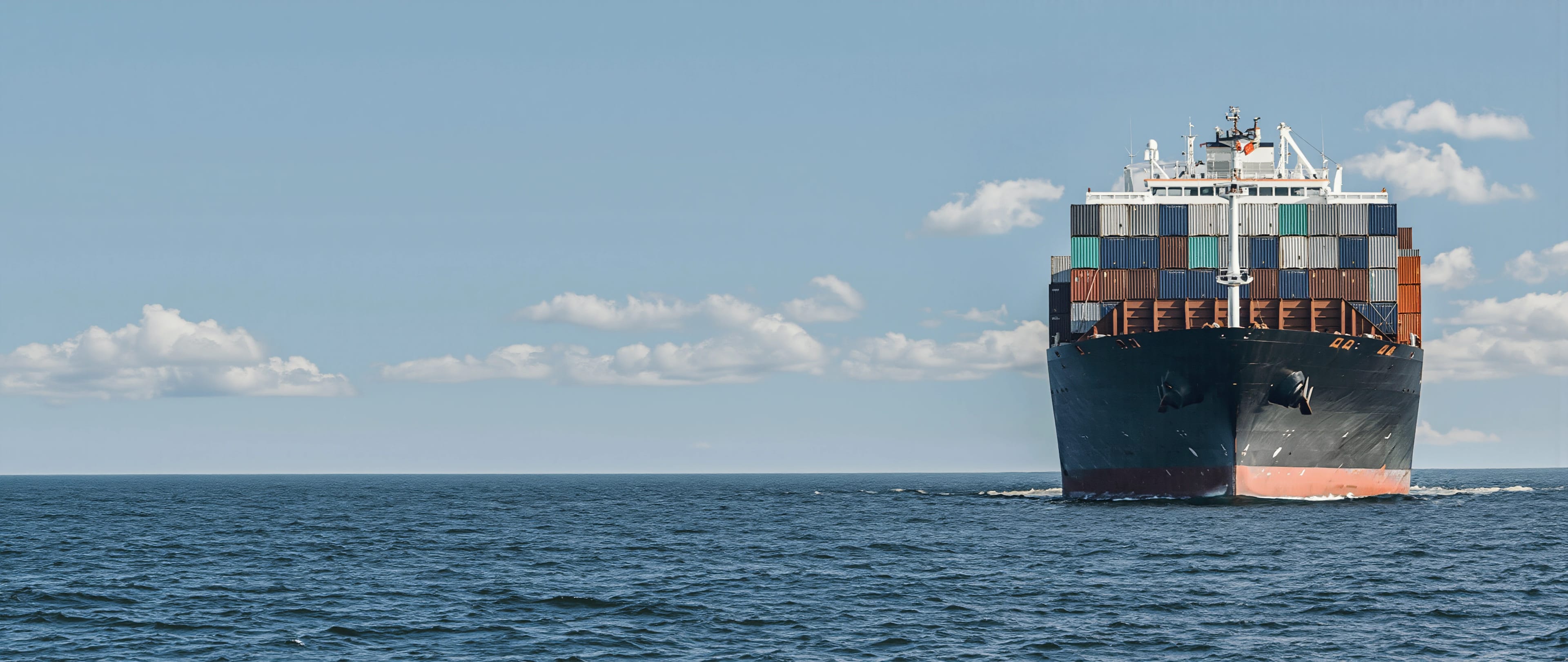 Container ship loaded for departure